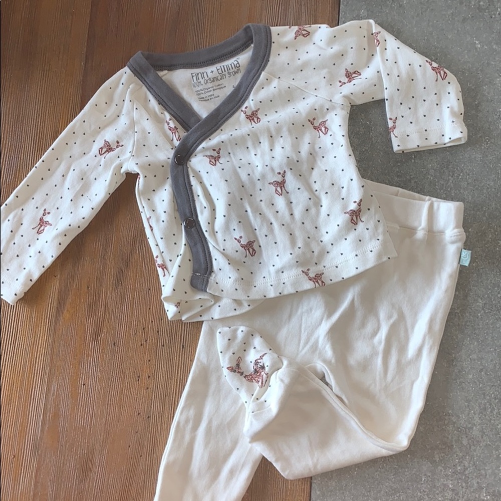 Organic PJ Set polka dot and cute deers
